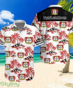 Bayer 04 Leverkusen Coconut Tree White Black Hawaiian Shirt Men And Women Aloha Shirt Product Photo 1