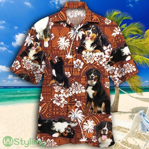 Bernese Mountain Dog Red Tribal Pattern Tropical Hawaiian Shirt Product Photo 1