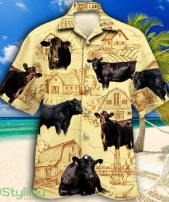 Black Angus Cattle Lovers Farm Tropical Hawaiian Shirt Product Photo 1