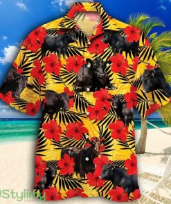 Black Angus Cattle Lovers Hibiscus Flower Tropical Hawaiian Shirt Product Photo 1