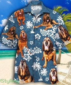Bloodhound Dog Blue Tribal Pattern Tropical Hawaiian Shirt Product Photo 1