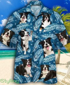 Border Collie Dog Lovers Blue Feather Tropical Hawaiian Shirt Product Photo 1