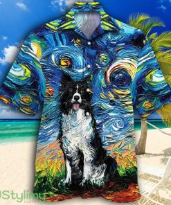 Border Collie Dog Lovers Night Tropical Hawaiian Shirt Product Photo 1