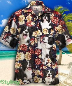 Border Collie Dog Lovers Red Plaid Pattern Tropical Hawaiian Shirt Product Photo 1