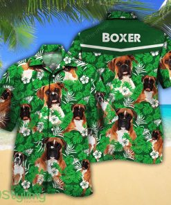 Boxer Dog Lovers Green Floral Pattern Tropical Hawaiian Shirt Product Photo 1