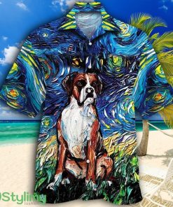 Boxer Dog Lovers Night Tropical Hawaiian Shirt Product Photo 1