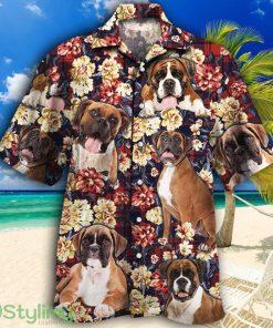 Boxer Dog Lovers Red Plaid Pattern Tropical Hawaiian Shirt Product Photo 1