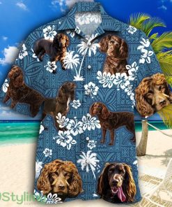Boykin Spaniel Dog Blue Tribal Pattern Tropical Hawaiian Shirt Product Photo 1