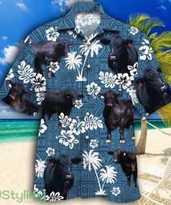 Brangus Cattle Lovers Blue Tribal Pattern Tropical Hawaiian Shirt Product Photo 1