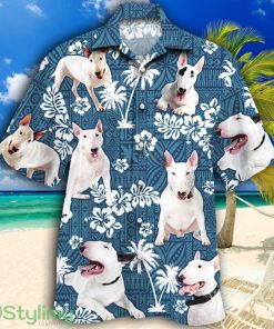 Bull Terrier Dog Blue Tribal Pattern Tropical Hawaiian Shirt Product Photo 1