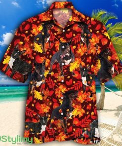 Bull Terrier Dog Lovers Autumn Red Leaves Tropical Hawaiian Shirt Product Photo 1