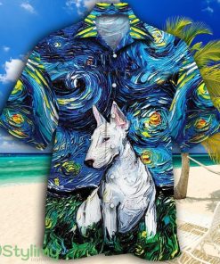Bull Terrier Dog Lovers Night Tropical Hawaiian Shirt Product Photo 1