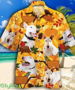 Bull Terrier Dog Lovers Orange Nature Autumn Tropical Hawaiian Shirt Product Photo 1