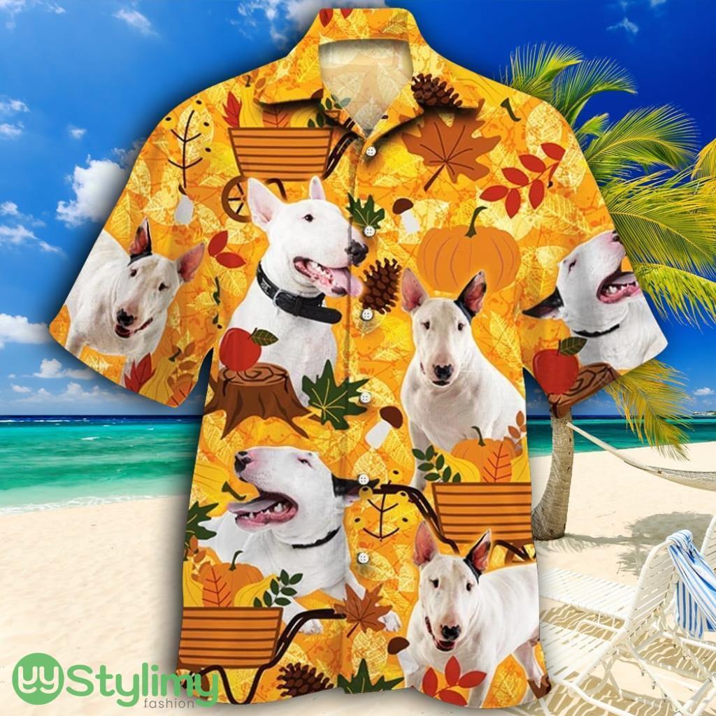 Bull Terrier Dog Lovers Orange Nature Autumn Tropical Hawaiian Shirt 2 Bull Terrier Dog Lovers Orange Nature Autumn Tropical Hawaiian Shirt Product Photo 1