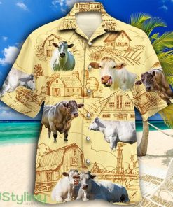 Charolais Cattle Lovers Farm Tropical Hawaiian Shirt Product Photo 1