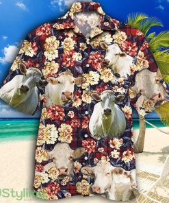 Charolais Cattle Lovers Red Plaid Pattern Tropical Hawaiian Shirt Product Photo 1