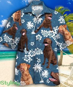 Chesapeake Bay Retriever Dog Blue Tribal Pattern Tropical Hawaiian Shirt Product Photo 1