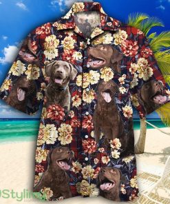 Chesapeake Bay Retriever Dog Lovers Red Plaid Pattern Tropical Hawaiian Shirt Product Photo 1