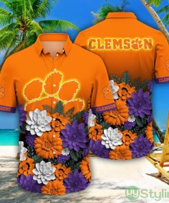 Clemson Tigers NCAA1 Flower Pattern Hawaiian Shirt For Fans Product Photo 1