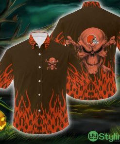 Cleveland Browns NFL Skull Halloween Gift Fans Hawaiian Shirt For Men And Women - Cleveland Browns NFL Skull Halloween Gift Fans Hawaiian Shirt For Men And Women