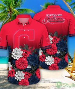 Cleveland Indians MLB Flower Pattern Hawaiian Shirt For Fans Product Photo 1