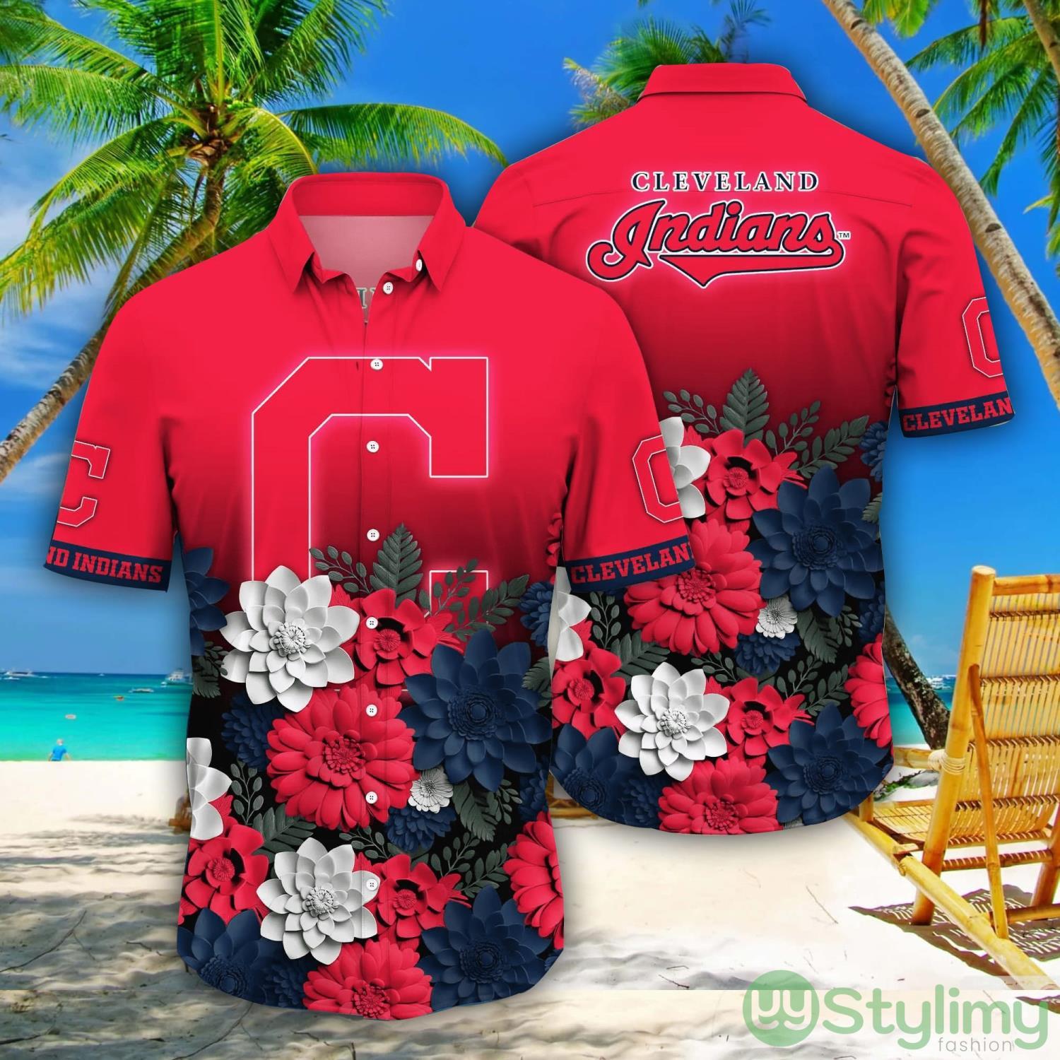 Cleveland Indians MLB Flower Pattern Hawaiian Shirt For Fans 2 Cleveland Indians MLB Flower Pattern Hawaiian Shirt For Fans Product Photo 1