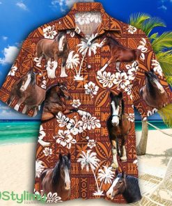 Clydesdale Horse Red Tribal Pattern Tropical Hawaiian Shirt Product Photo 1