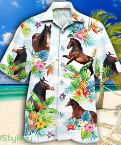 Clydesdale Horse Tropical Flower Tropical Hawaiian Shirt Product Photo 1