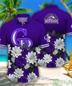 Colorado Rockies MLB Flower Pattern Hawaiian Shirt For Fans Product Photo 1