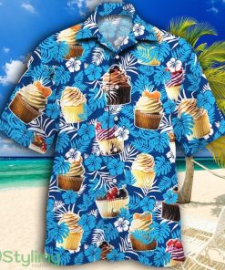 Cupcake Lovers Blue Floral Tropical Hawaiian Shirt Product Photo 1