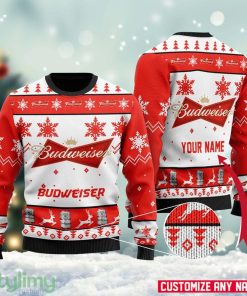 Customized Name Budweiser Beer Ugly Christmas Sweater Cute Christmas Gift For Family Product Photo 1