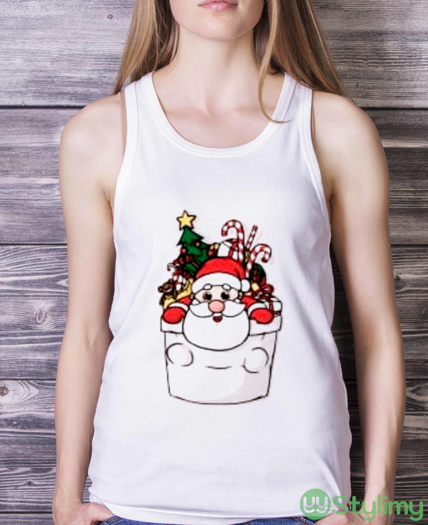 Cute Pocket Santa Shirt 3 Cute Pocket Santa Shirt - White Ladies Tank Top