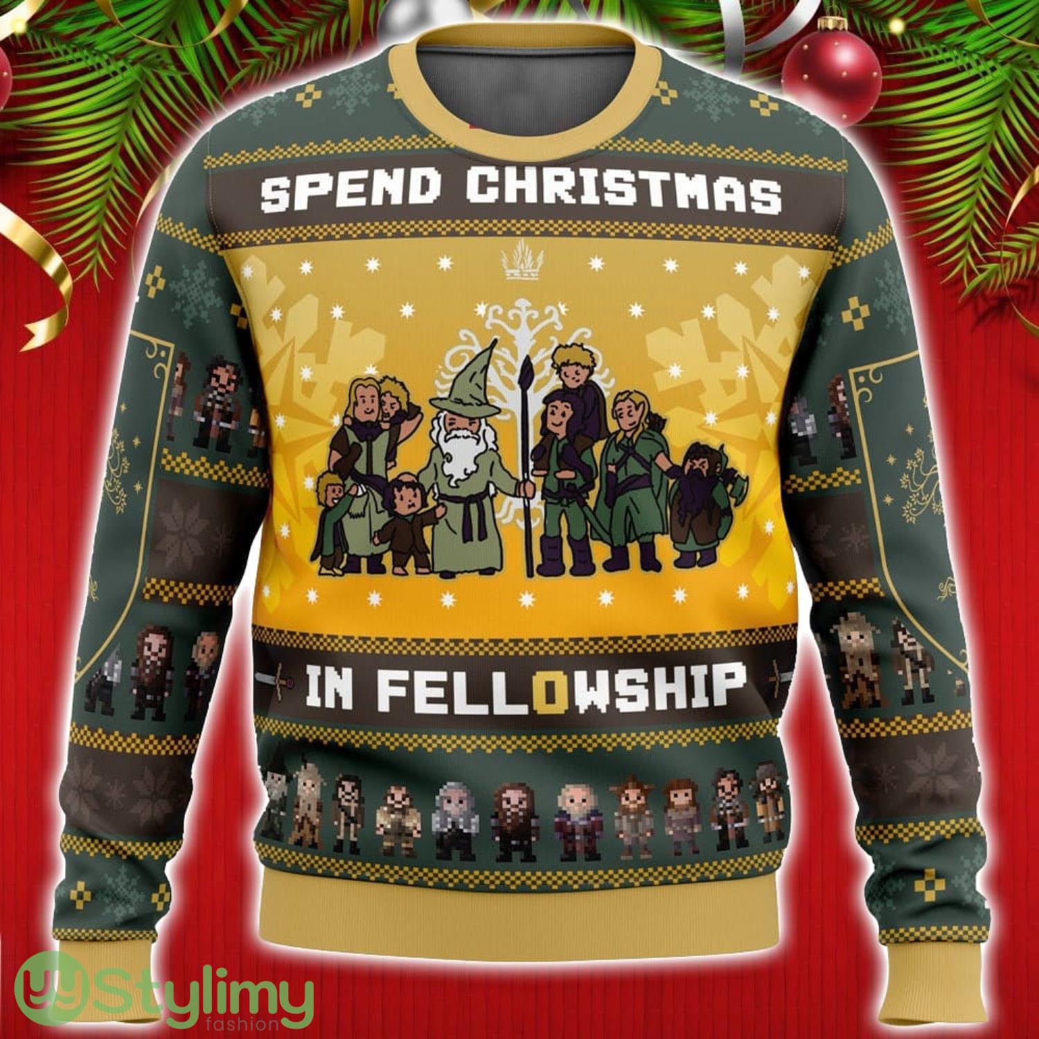 Cute Xmas Ugly Sweater Spend Christmas in Fellowship The Lord of the Rings Ugly Christmas Sweater Unisex Christmas Gift 3 Cute Xmas Ugly Sweater Spend Christmas in Fellowship The Lord of the Rings Ugly Christmas Sweater Unisex Christmas Gift Product Photo 1