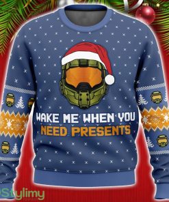 Cute Xmas Ugly Sweater Wake Me When You Need Presents Halo Ugly Christmas Sweater Unisex Christmas Gift Product Photo 1