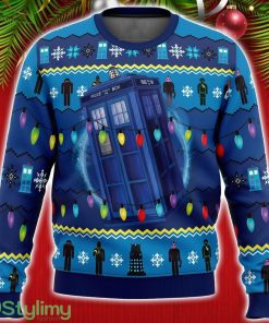 Cute Xmas Ugly Sweater WHO’S Outside Doctor Who Ugly Christmas Sweater Unisex Christmas Gift Product Photo 1
