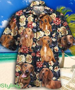 Dachshund Dog Lovers Green Plaid Pattern Tropical Hawaiian Shirt Product Photo 1