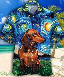 Dachshund Dog Lovers Night Tropical Hawaiian Shirt Product Photo 1