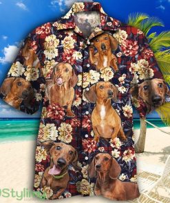 Dachshund Dog Lovers Red Plaid Pattern Tropical Hawaiian Shirt Product Photo 1