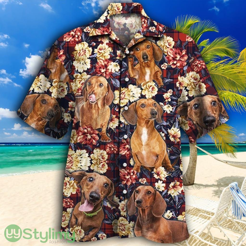 Dachshund Dog Lovers Red Plaid Pattern Tropical Hawaiian Shirt 1 Dachshund Dog Lovers Red Plaid Pattern Tropical Hawaiian Shirt Product Photo 1
