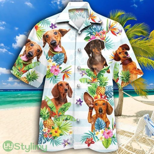 Dachshund Dog Tropical Flower Tropical Hawaiian Shirt Product Photo 1