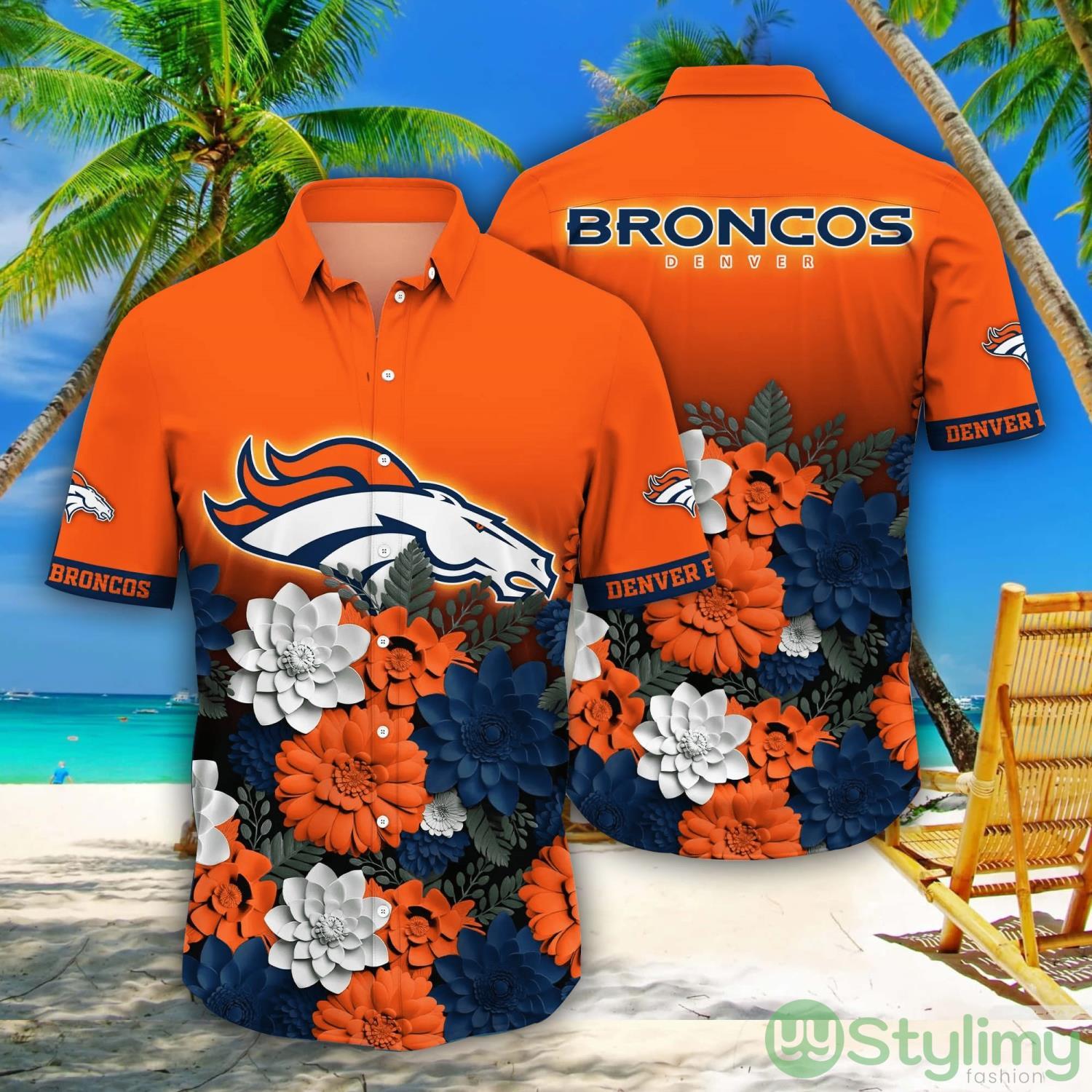 Denver Broncos NFL Flower Pattern Hawaiian Shirt For Fans 1 Denver Broncos NFL Flower Pattern Hawaiian Shirt For Fans Product Photo 1