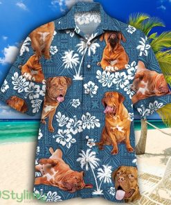 Dogue de Bordeaux Dog Blue Tribal Pattern Tropical Hawaiian Shirt Product Photo 1