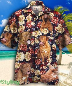 Dogue de Bordeaux Dog Lovers Red Plaid Pattern Tropical Hawaiian Shirt Product Photo 1