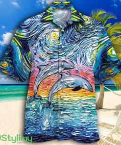 Dolphin Lovers Night Tropical Hawaiian Shirt Product Photo 1