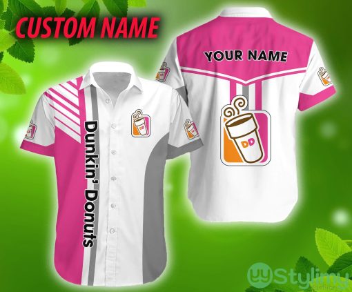 Dunkin’ Donuts Personalized Name Pocket Brand 3D Hawaiian Shirt Tropical Aloha For Mens - Dunkin’ Donuts Personalized Name Pocket Brand 3D Hawaiian Shirt Tropical Aloha For Mens
