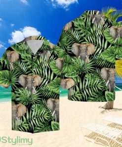Elephant Green Tropical Leaves Hawaiian Shirt Summer Gift For Men And Women Product Photo 1