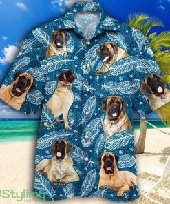 English Mastiff Dog Lovers Blue Feather Tropical Hawaiian Shirt Product Photo 1