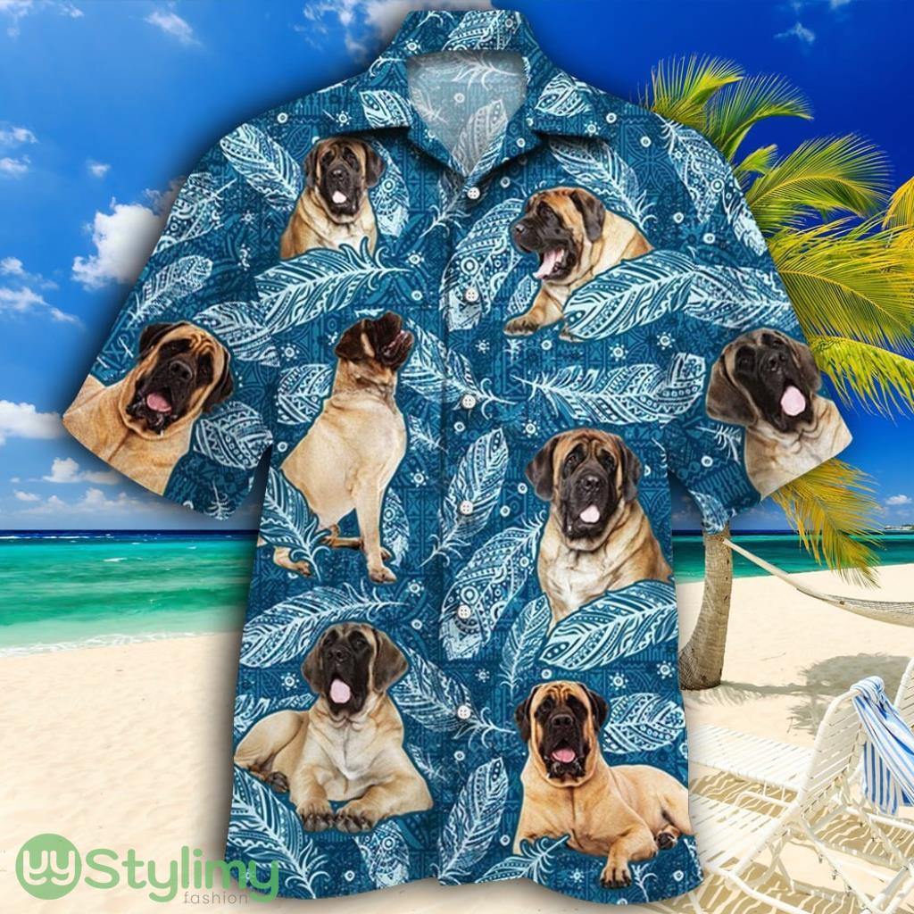 English Mastiff Dog Lovers Blue Feather Tropical Hawaiian Shirt 2 English Mastiff Dog Lovers Blue Feather Tropical Hawaiian Shirt Product Photo 1
