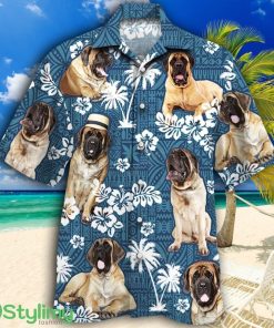 English Mastiff Dog Lovers Blue Tribal Pattern Tropical Hawaiian Shirt Product Photo 1