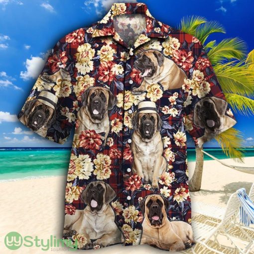 English Mastiff Dog Lovers Red Plaid Pattern Tropical Hawaiian Shirt